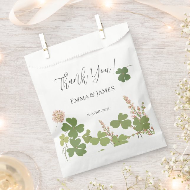 Green  Clover Leaf St Patricks Day Thank You  Favour Bag (Clipped)