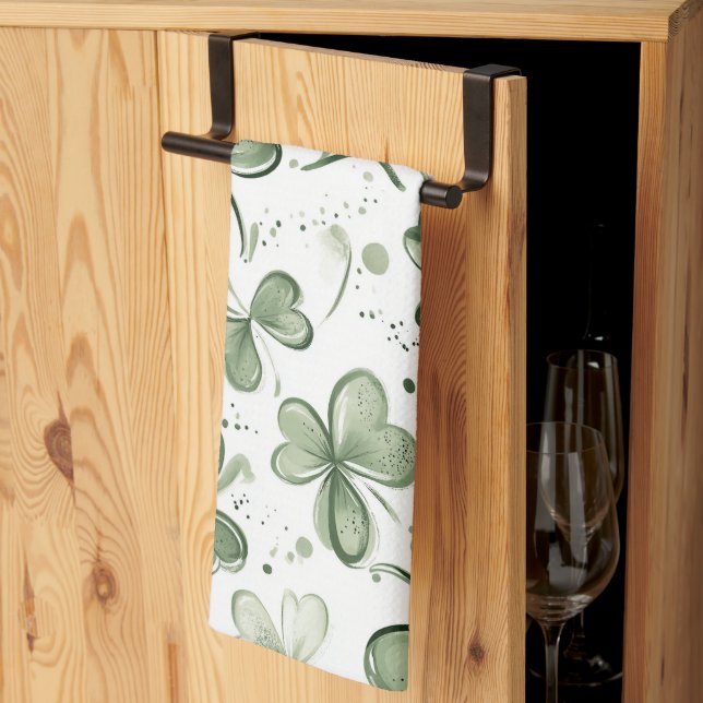  Green Clover Pattern • St. Patrick’s Day  Kitchen Towel (Thirds Fold)