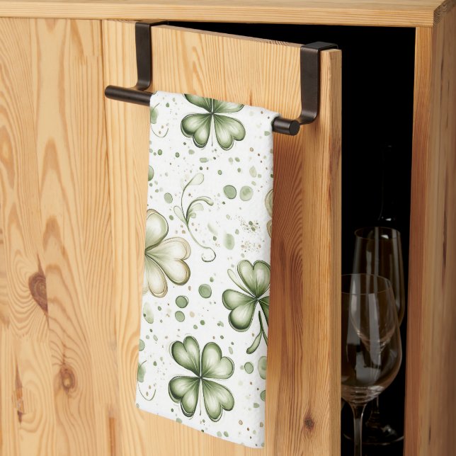  Green Clover Pattern • St. Patrick’s Day  Kitchen Towel (Thirds Fold)