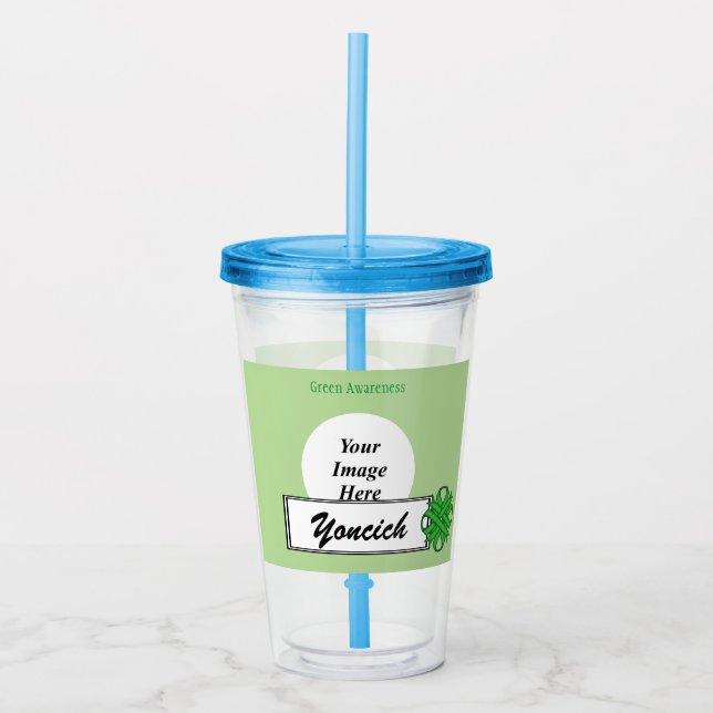 Green Clover Ribbon by Kenneth Yoncich Acrylic Tumbler (Front)