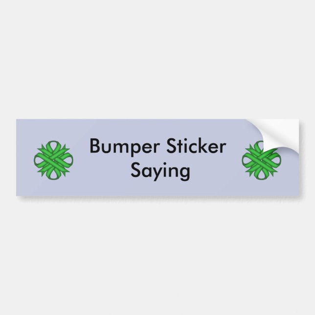 Green Clover Ribbon by Kenneth Yoncich Bumper Sticker (Front)