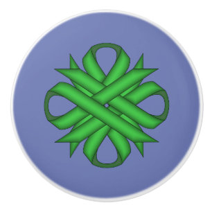 Green Clover Ribbon by Kenneth Yoncich Ceramic Knob