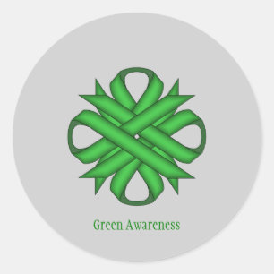 Green Clover Ribbon by Kenneth Yoncich Classic Round Sticker