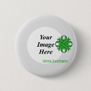Green Clover Ribbon Template by Kenneth Yoncich 2 Inch Round Button