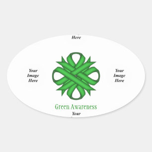 Green Clover Ribbon Template by Kenneth Yoncich Oval Sticker