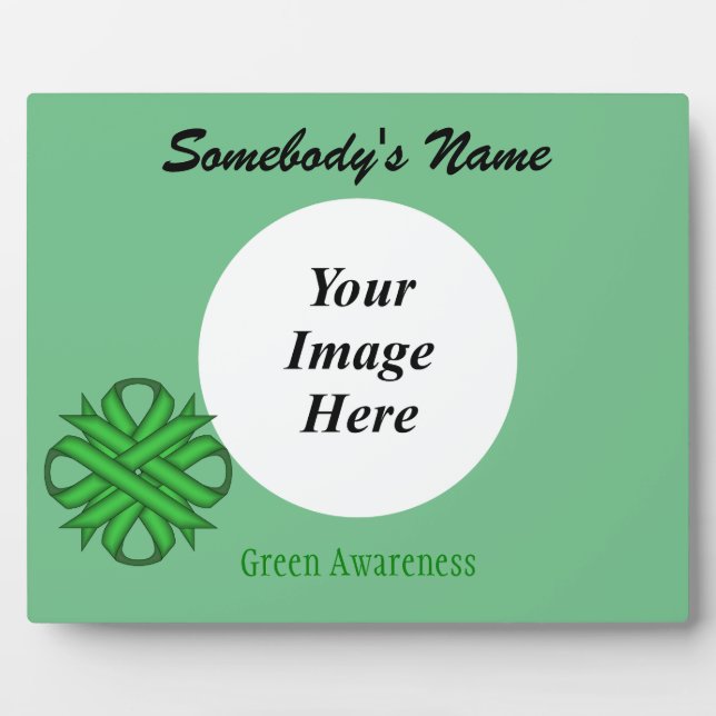 Green Clover Ribbon Template by Kenneth Yoncich Plaque (Front)