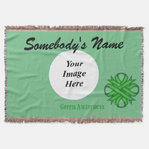 Green Clover Ribbon Template by Kenneth Yoncich Throw Blanket