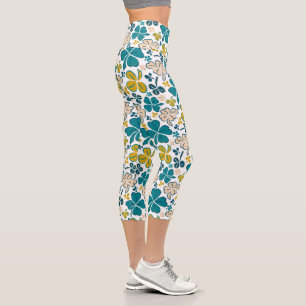Green Clover Shamrock Pattern St. Patrick`s Day Ca Capri Leggings
