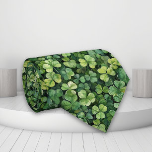 Green Clover Shamrock St Patrick's day Tie