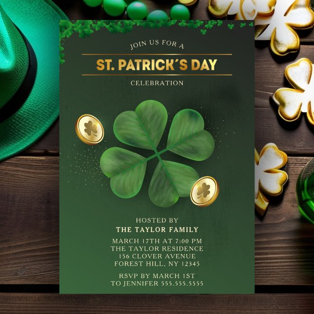 Green Clover St. Patrick's Day Celebration Party Invitation (Creator Uploaded)