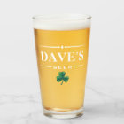 Green Clover White Vintage Deco Pint Glass