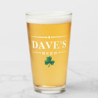 Green Clover White Vintage Deco Pint Glass