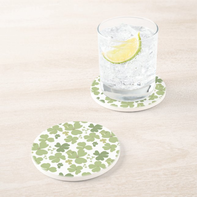 Green Cloverleaf St Patrick Day Garden Coaster (Side)