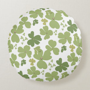 Green Cloverleaf St Patrick Day Garden Round Pillow