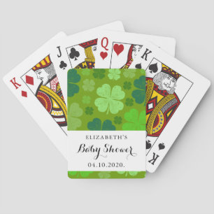 Green Clovers, Lucky Clovers, Baby Shower Playing Cards