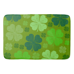 Green Clovers, Lucky Clovers, Saint Patrick's Day Bath Mat