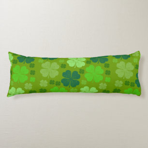 Green Clovers, Lucky Clovers, Saint Patrick's Day Body Pillow