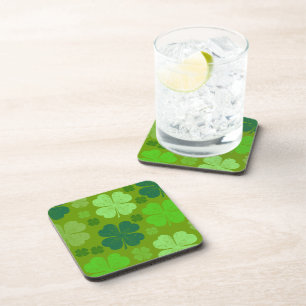 Green Clovers, Lucky Clovers, Saint Patrick's Day Coaster