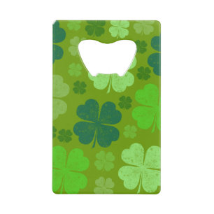 Green Clovers, Lucky Clovers, Saint Patrick's Day Credit Card Bottle Opener