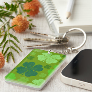 Green Clovers, Lucky Clovers, Saint Patrick's Day Keychain