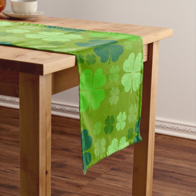 Green Clovers, Lucky Clovers, Saint Patrick's Day Medium Table Runner (In Situ)