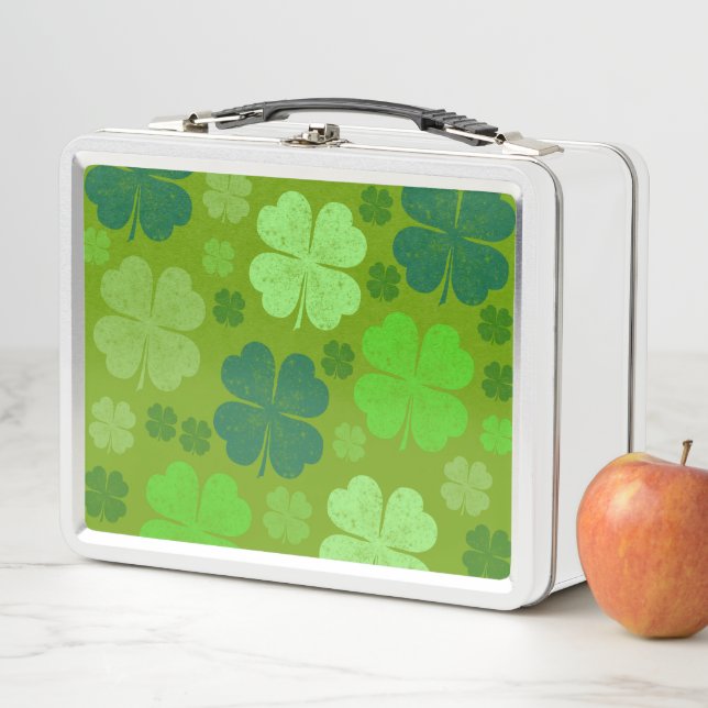 Green Clovers, Lucky Clovers, Saint Patrick's Day Metal Lunch Box (In Situ)