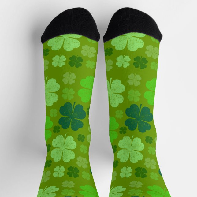 Green Clovers, Lucky Clovers, Saint Patrick's Day Socks (Top)