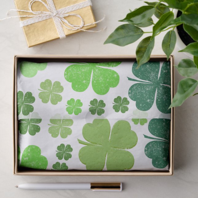 Green Clovers, Lucky Clovers, Saint Patrick's Day Tissue Paper (Gift)