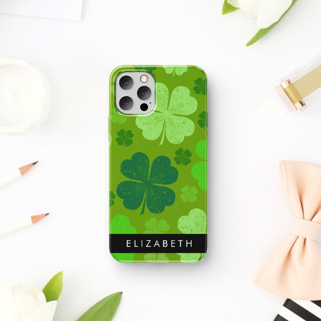 Green Clovers, Lucky Clovers, Your Name Case-Mate iPhone Case (Creator Uploaded)
