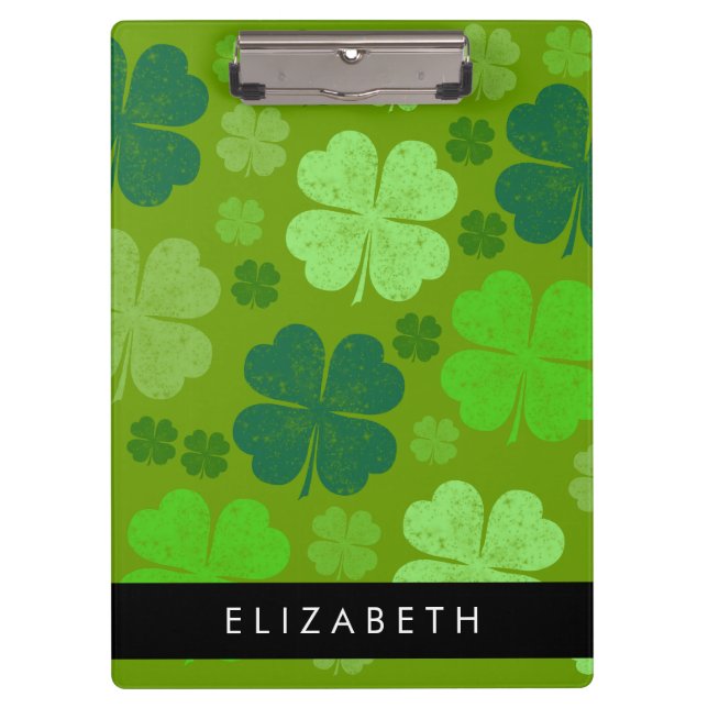 Green Clovers, Lucky Clovers, Your Name Clipboard (Front)