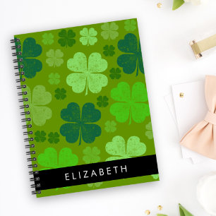 Green Clovers, Lucky Clovers, Your Name Notebook