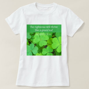 Green Clovers Photo Prosperity Bible Verse Cute T-Shirt