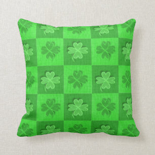 Green Clovers Throw Pillow
