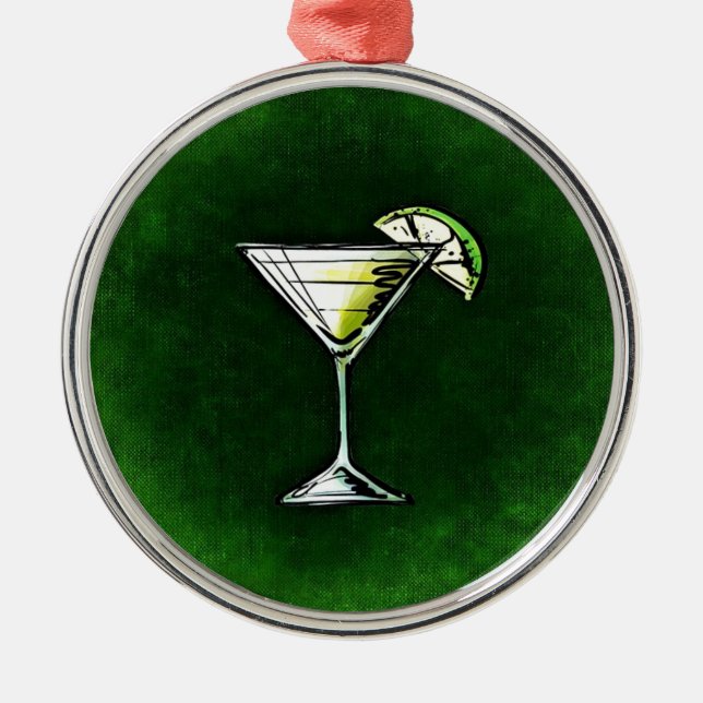 Green cocktail absinthe metal ornament (Front)