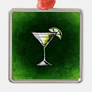 Green cocktail absinthe metal ornament