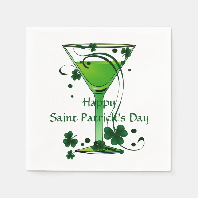 Green Cocktail St Patricks Day Standard Cocktail Napkin (Front)