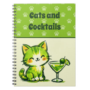 Green Cocktails and Cats Notebook
