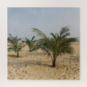 green coconut palms in asia on the white sand jigsaw puzzle