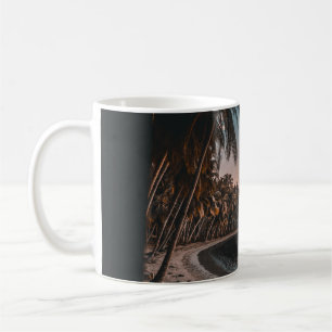 GREEN COCONUT TREES LINING UP THE BEACH COFFEE MUG