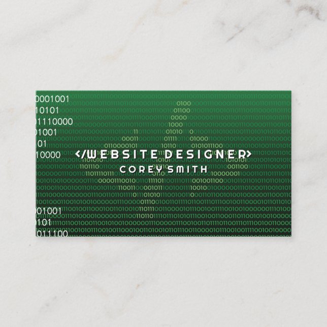Green Coding Background | Tech Engineer Business Card (Front)