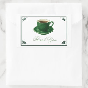 Green Coffee Cup Baby Shower Elegant Thank You Sticker