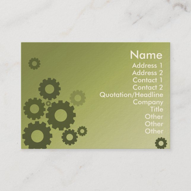 Green Cogs - Chubby Business Card (Front)