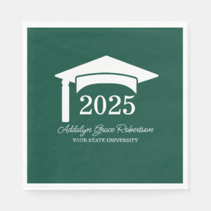 Green College University Cap Class of 2025 Napkin