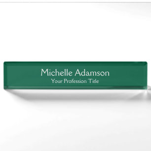 Green Color Professional Plain Modern Nameplate