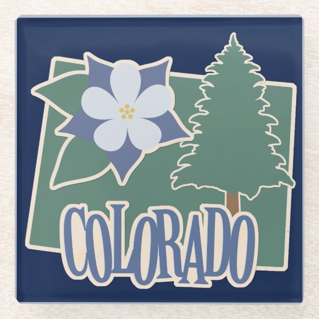 Green Colorado Columbine Glass Coaster (Front)