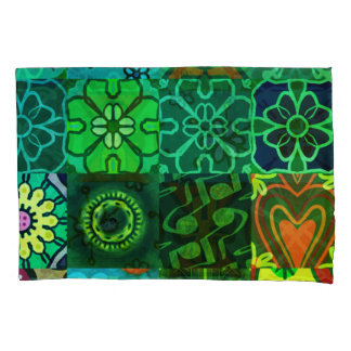 Green Colour Collage Print 2 Pillowcase