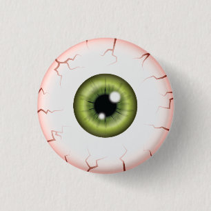 Green Colour Eyeball Halloween Bloodshot Eyeball 1 Inch Round Button