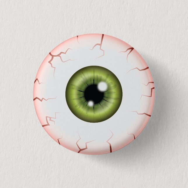 Green Colour Eyeball Halloween Bloodshot Eyeball 1 Inch Round Button (Front)