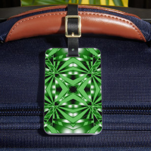 Green Colour Gradient Filled Perspective Drawing Luggage Tag
