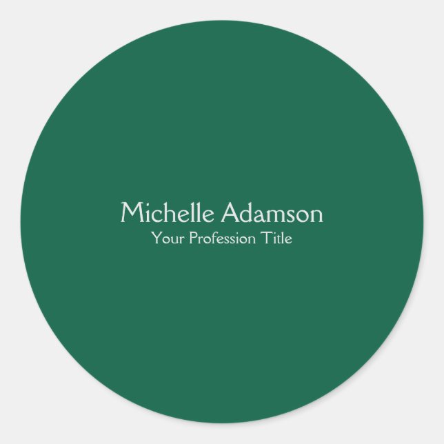 Green Colour Professional Plain Modern Classic Round Sticker (Front)